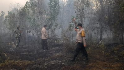 Kapolsek  Pimpin Tim Gabungan TNI, POLRI, BPBD Dan Damkar  Padamkan Kebakaran Hutan Di Kelurahan Tanjung Batu